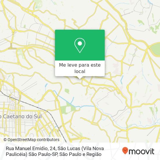 Rua Manuel Emídio, 24, São Lucas (Vila Nova Paulicéia) São Paulo-SP mapa