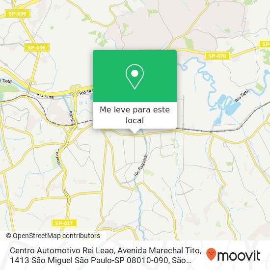 Centro Automotivo Rei Leao, Avenida Marechal Tito, 1413 São Miguel São Paulo-SP 08010-090 mapa