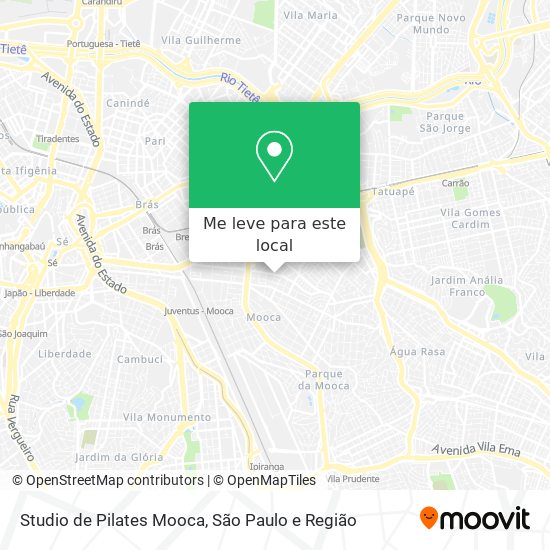 Studio de Pilates Mooca mapa