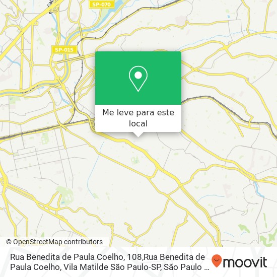 Rua Benedita de Paula Coelho, 108,Rua Benedita de Paula Coelho, Vila Matilde São Paulo-SP mapa