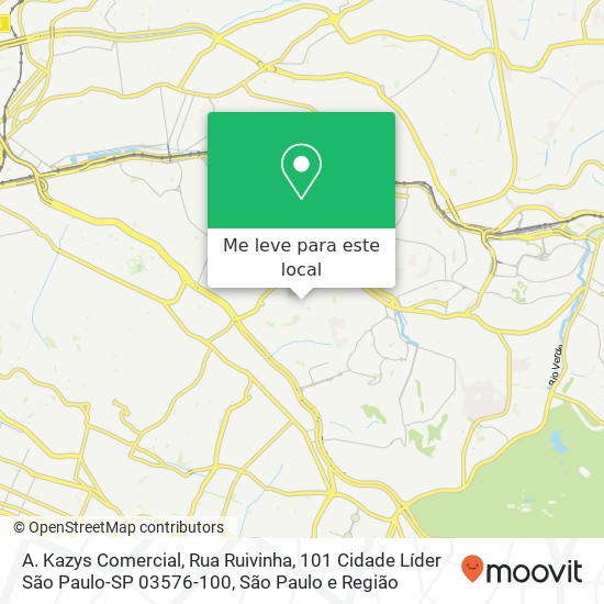 A. Kazys Comercial, Rua Ruivinha, 101 Cidade Líder São Paulo-SP 03576-100 mapa
