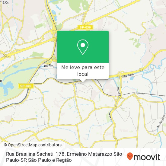 Rua Brasilina Sacheti, 178, Ermelino Matarazzo São Paulo-SP mapa