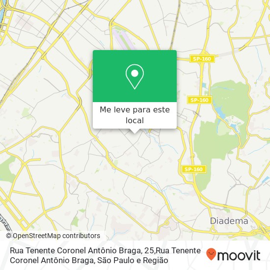 Rua Tenente Coronel Antônio Braga, 25,Rua Tenente Coronel Antônio Braga, Jabaquara São Paulo-SP mapa