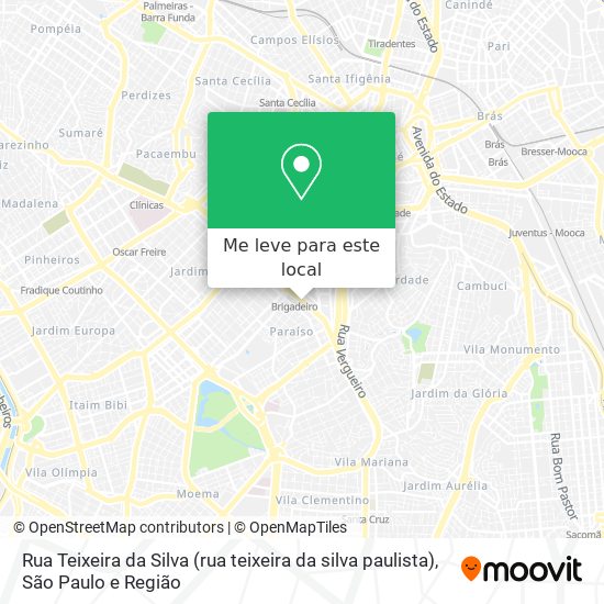Rua Teixeira da Silva (rua teixeira da silva paulista) mapa