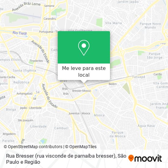 Rua Bresser (rua visconde de parnaíba bresser) mapa