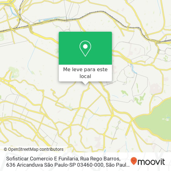 Sofisticar Comercio E Funilaria, Rua Rego Barros, 636 Aricanduva São Paulo-SP 03460-000 mapa