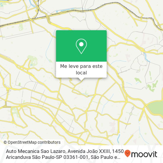 Auto Mecanica Sao Lazaro, Avenida João XXIII, 1450 Aricanduva São Paulo-SP 03361-001 mapa