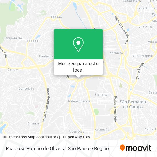 Rua José Romão de Oliveira mapa