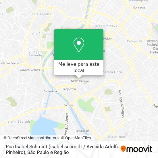 Rua Isabel Schmidt (isabel schmidt / Avenida Adolfo Pinheiro) mapa