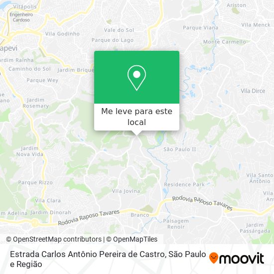 Estrada Carlos Antônio Pereira de Castro mapa