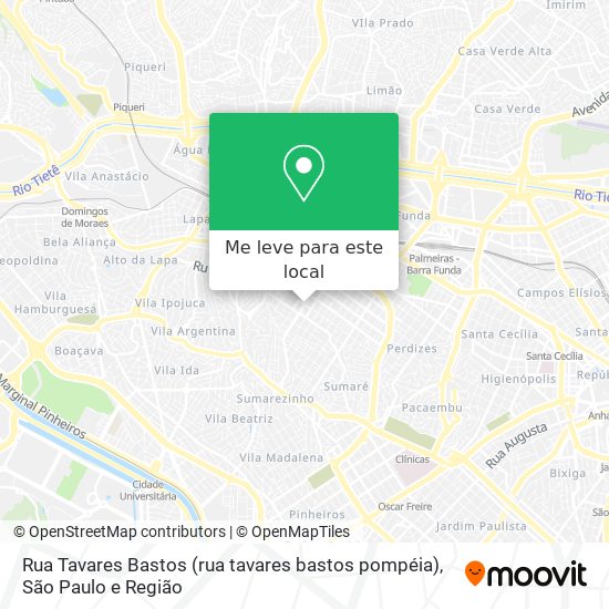 Rua Tavares Bastos (rua tavares bastos pompéia) mapa