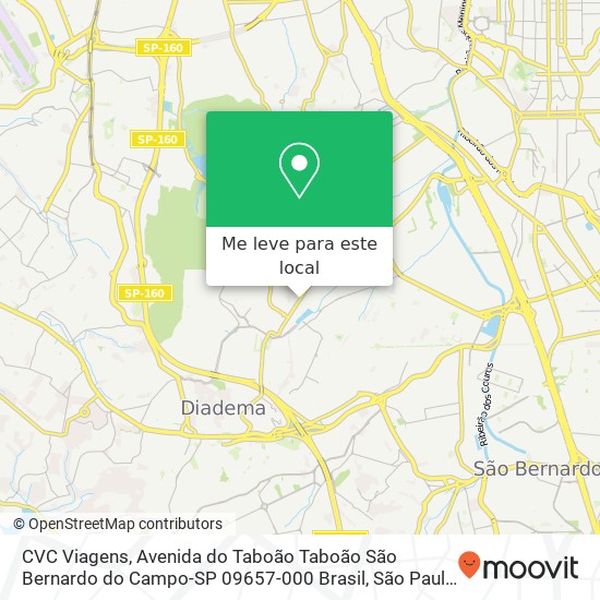 CVC Viagens, Avenida do Taboão Taboão São Bernardo do Campo-SP 09657-000 Brasil mapa