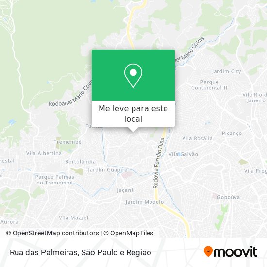 Rua das Palmeiras mapa