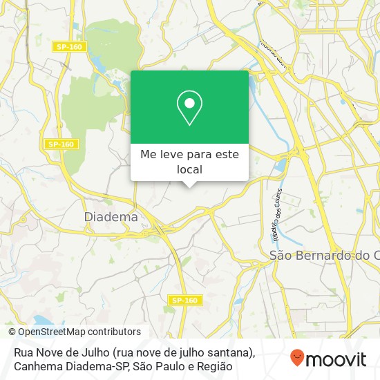 Rua Nove de Julho (rua nove de julho santana), Canhema Diadema-SP mapa