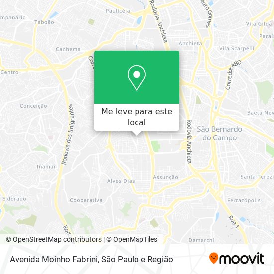 Avenida Moinho Fabrini mapa