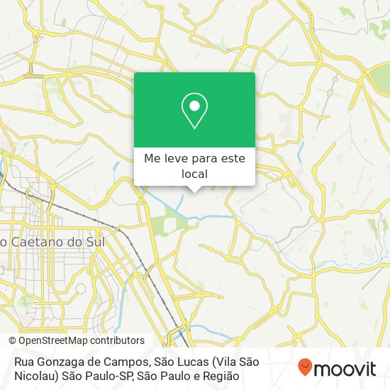 Rua Gonzaga de Campos, São Lucas (Vila São Nicolau) São Paulo-SP mapa