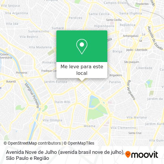Avenida Nove de Julho (avenida brasil nove de julho) mapa