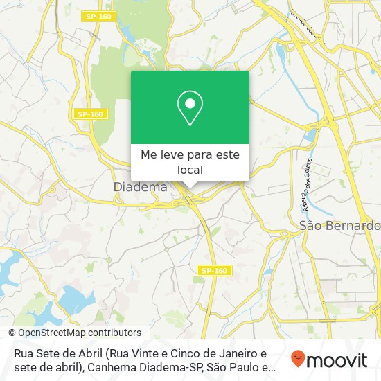 Rua Sete de Abril (Rua Vinte e Cinco de Janeiro e sete de abril), Canhema Diadema-SP mapa