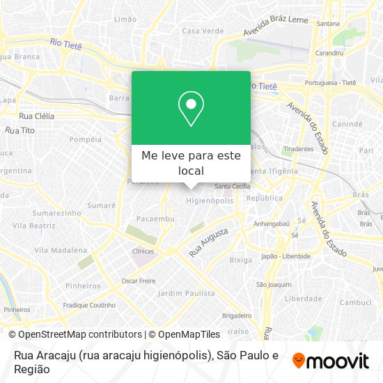 Rua Aracaju (rua aracaju higienópolis) mapa