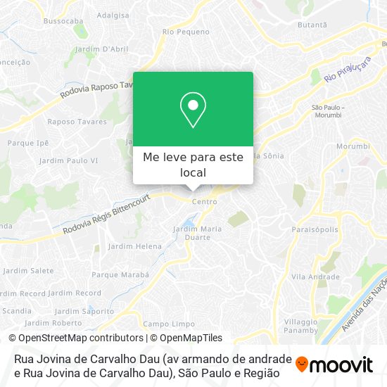 Rua Jovina de Carvalho Dau (av armando de andrade e Rua Jovina de Carvalho Dau) mapa
