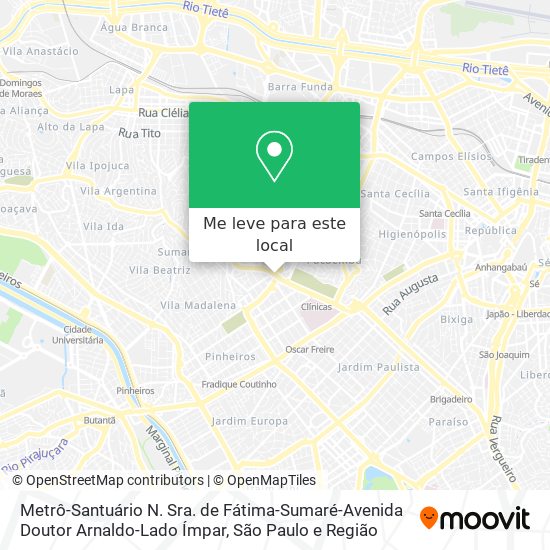 Metrô-Santuário N. Sra. de Fátima-Sumaré-Avenida Doutor Arnaldo-Lado Ímpar mapa