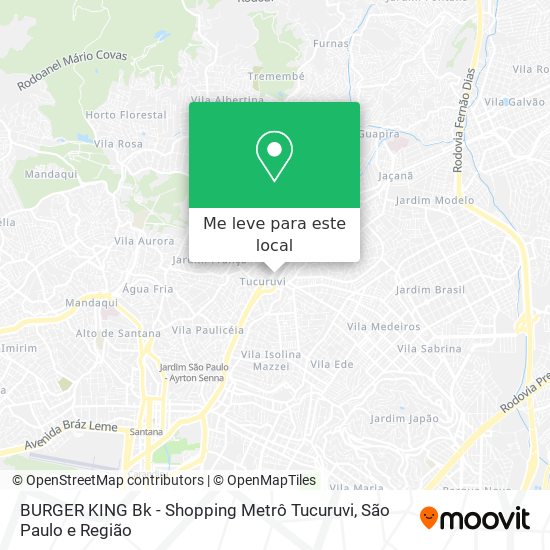 BURGER KING Bk - Shopping Metrô Tucuruvi mapa