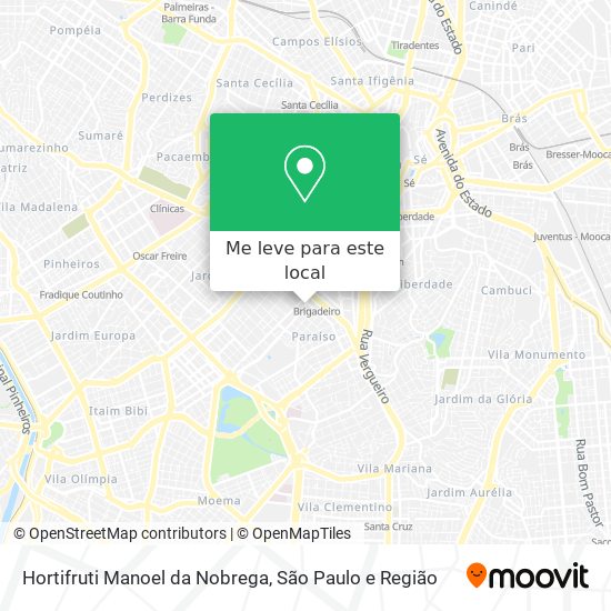 Hortifruti Manoel da Nobrega mapa