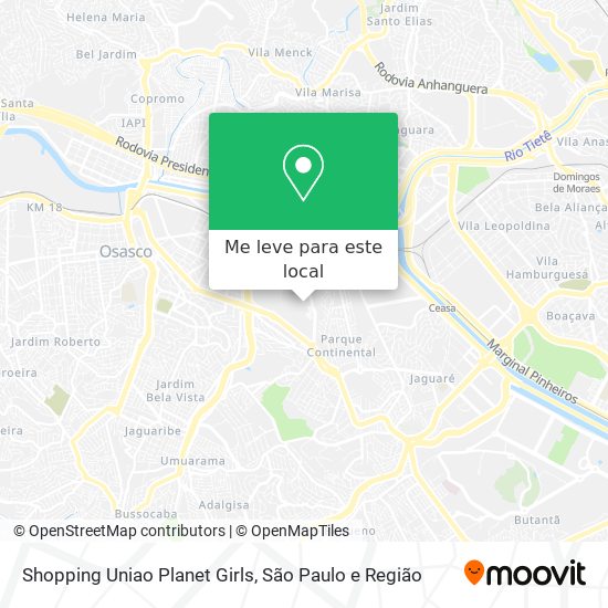 Shopping Uniao Planet Girls mapa