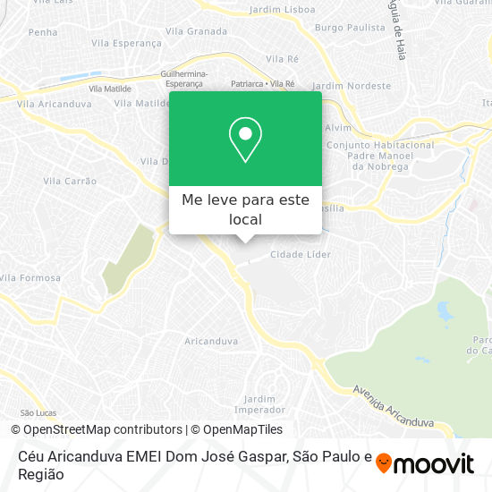 Céu Aricanduva EMEI Dom José Gaspar mapa