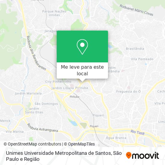 Unimes Universidade Metropolitana de Santos mapa