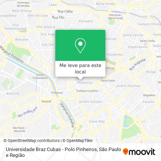 Universidade Braz Cubas - Polo Pinheiros mapa