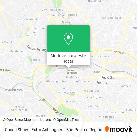 Cacau Show - Extra Anhanguera mapa
