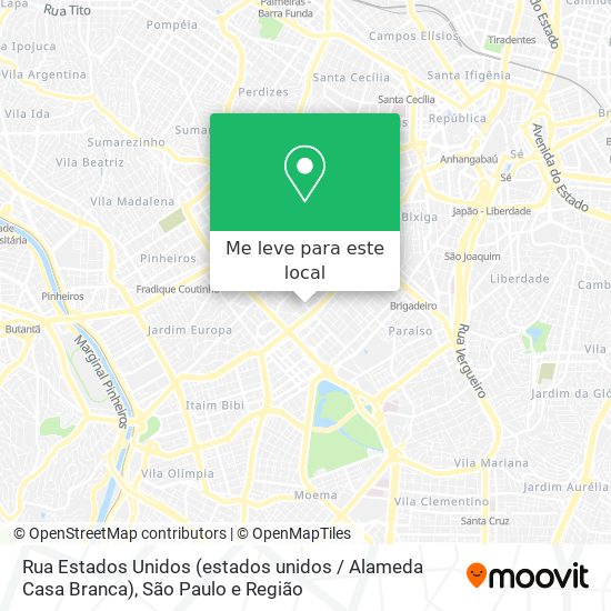Rua Estados Unidos (estados unidos / Alameda Casa Branca) mapa