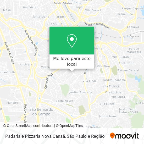 Padaria e Pizzaria Nova Canaã mapa