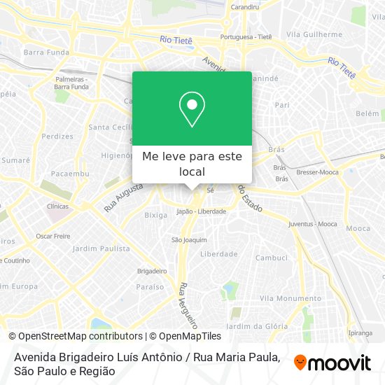 Avenida Brigadeiro Luís Antônio / Rua Maria Paula mapa