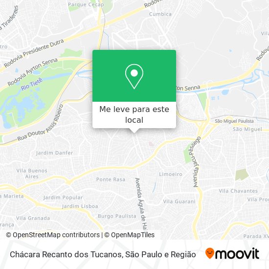 Chácara Recanto dos Tucanos mapa