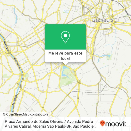 Praça Armando de Sales Oliveira / Avenida Pedro Álvares Cabral, Moema São Paulo-SP mapa