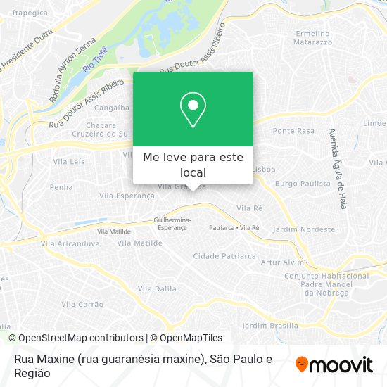 Rua Maxine (rua guaranésia maxine) mapa