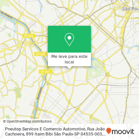 Pneutop Servicos E Comercio Automotivo, Rua João Cachoeira, 899 Itaim Bibi São Paulo-SP 04535-003 mapa