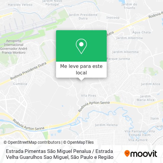 Estrada Pimentas São Miguel Penalua / Estrada Velha Guarulhos Sao Miguel mapa