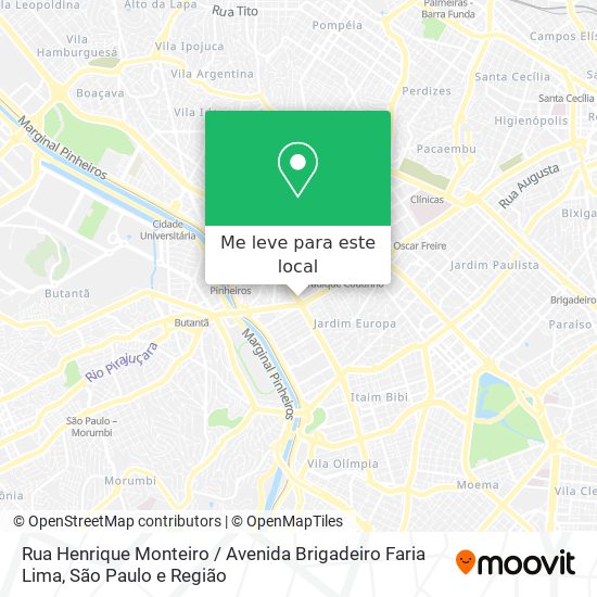 Rua Henrique Monteiro / Avenida Brigadeiro Faria Lima mapa