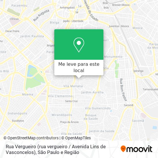 Rua Vergueiro (rua vergueiro / Avenida Lins de Vasconcelos) mapa