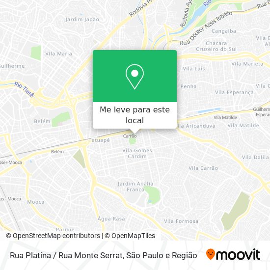 Rua Platina / Rua Monte Serrat mapa
