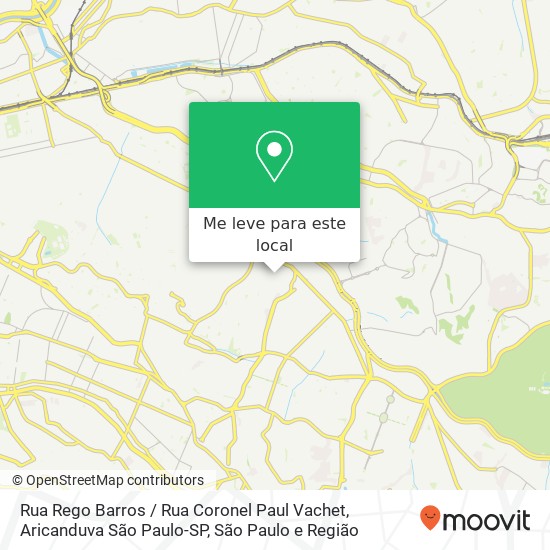 Rua Rego Barros / Rua Coronel Paul Vachet, Aricanduva São Paulo-SP mapa