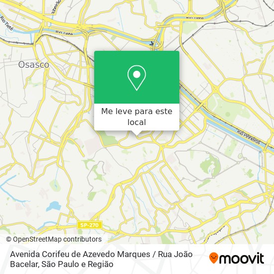 Avenida Corifeu de Azevedo Marques / Rua João Bacelar mapa
