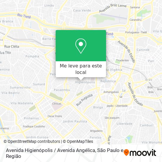 Avenida Higienópolis / Avenida Angélica mapa