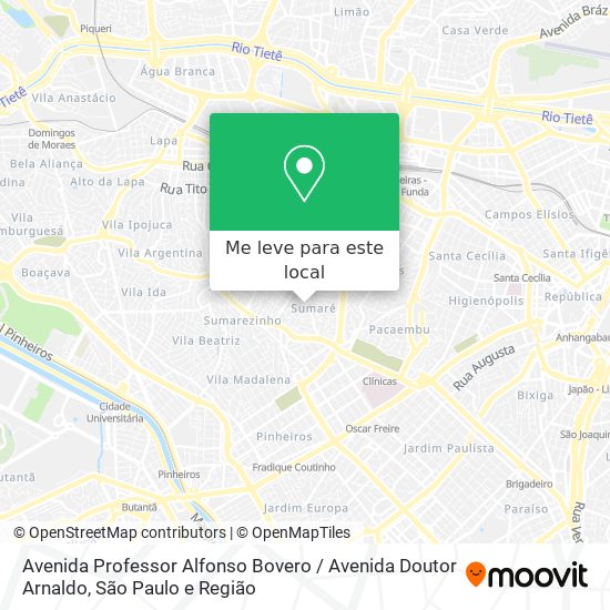 Avenida Professor Alfonso Bovero / Avenida Doutor Arnaldo mapa