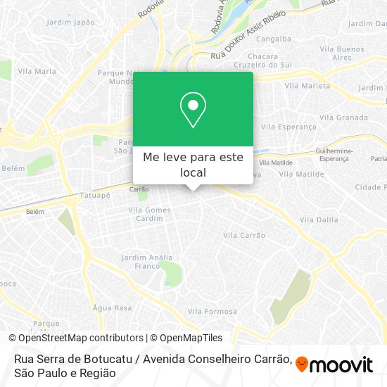 Rua Serra de Botucatu / Avenida Conselheiro Carrão mapa