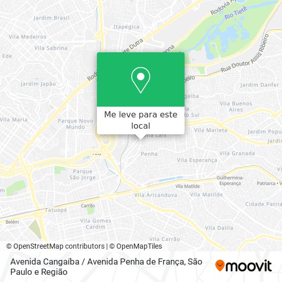 Avenida Cangaíba / Avenida Penha de França mapa