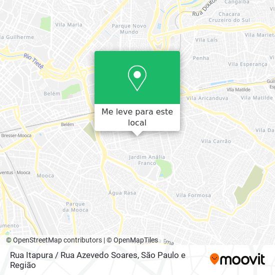 Rua Itapura / Rua Azevedo Soares mapa